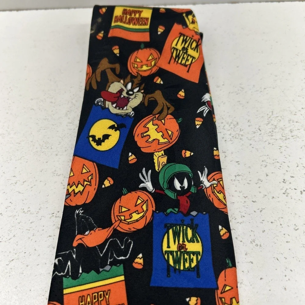 Vintage 1996 Looney Tunes Mania Halloween Tie Bugs Bunny Taz Warner‎ Bros